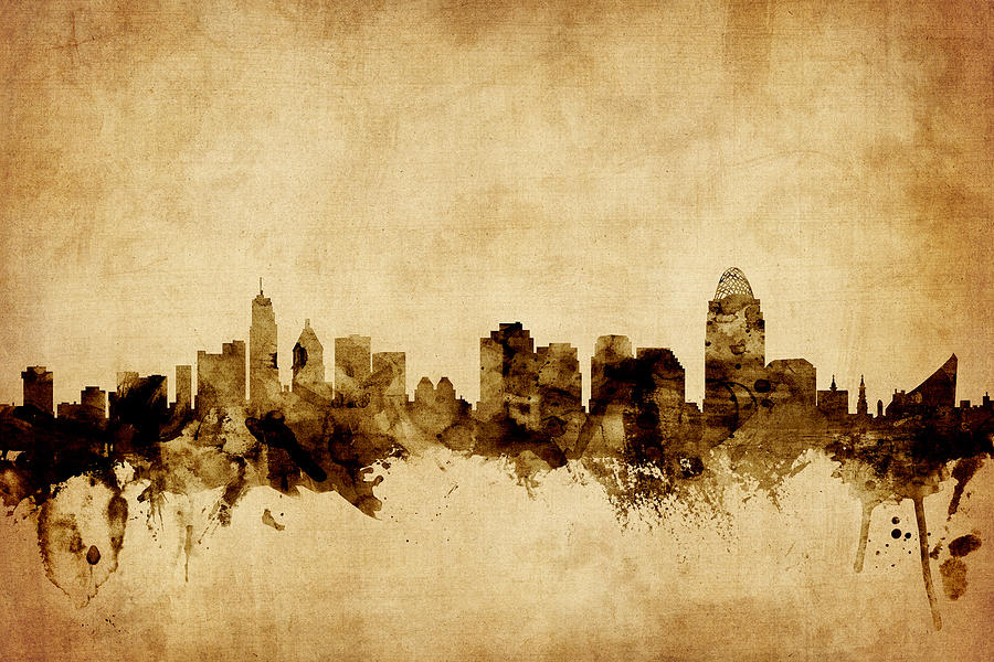 Cincinnati Ohio Skyline #9 Digital Art by Michael Tompsett