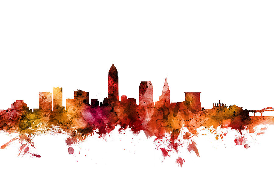 Cleveland Digital Art - Cleveland Ohio Skyline #9 by Michael Tompsett