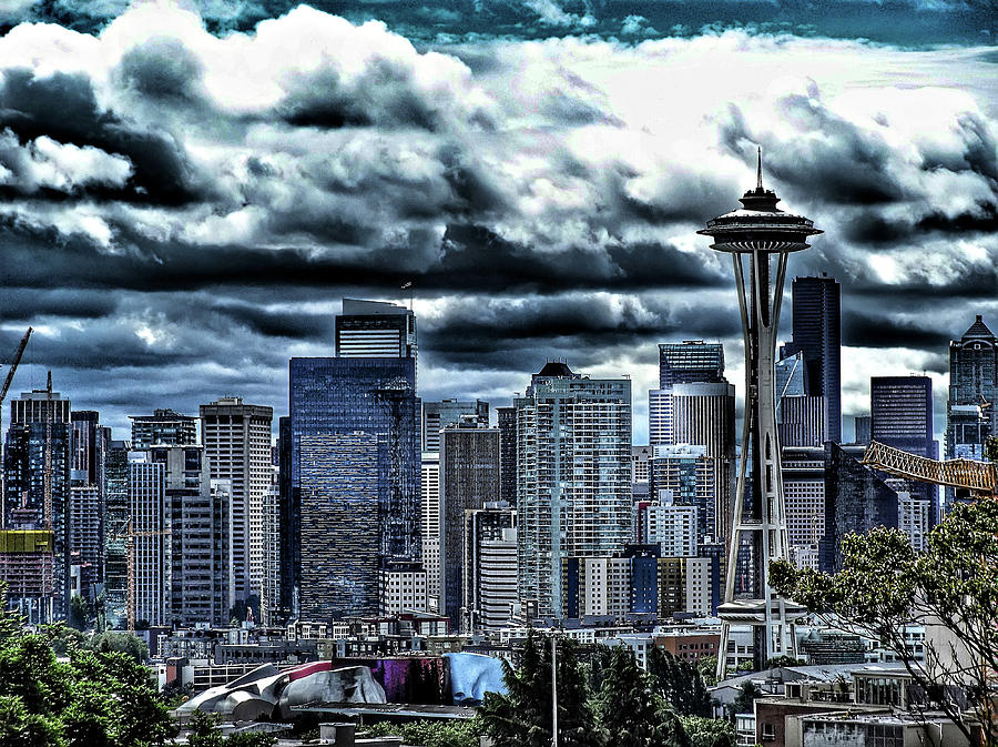 Cloudy And Rainy Day In Seattle Washington #9 Photograph by Alex Grichenko