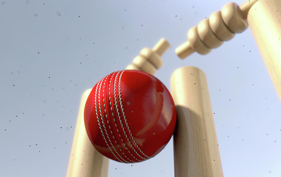 Cricket Digital Art - Cricket Ball Hitting Wickets #9 by Allan Swart