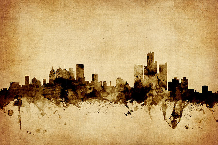 Detroit Michigan Skyline #9 Digital Art by Michael Tompsett
