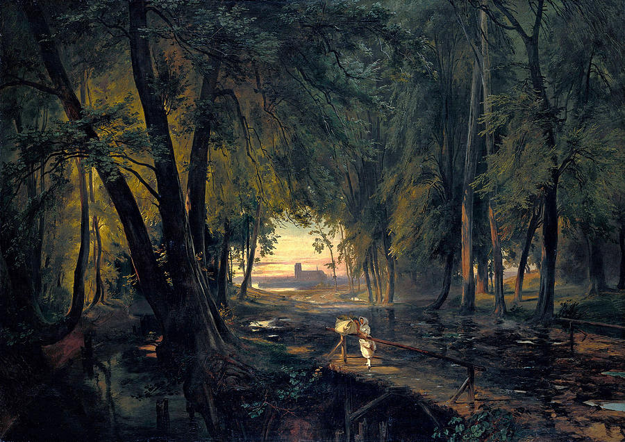 Forest path near Spandau #9 Painting by Carl Blechen