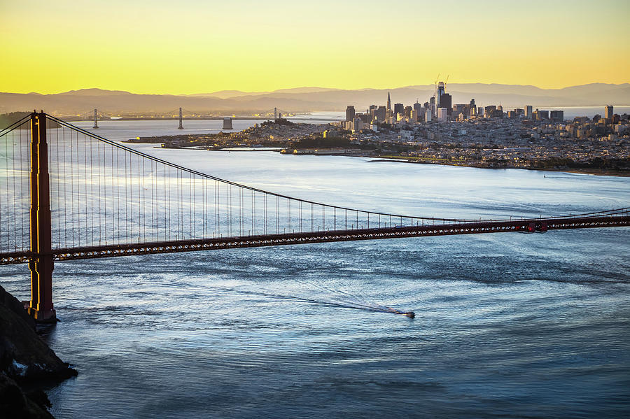 Golden Gate Bridge San Francisco California West Coast Sunrise #9 Photograph by Alex Grichenko