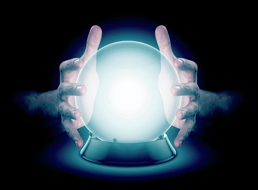 Hands On Crystal Ball And Cryptocurrency Digital Art by Allan Swart