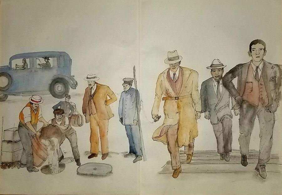 Italians  Ellis island  prohibition album #9 Painting by Debbi Saccomanno Chan