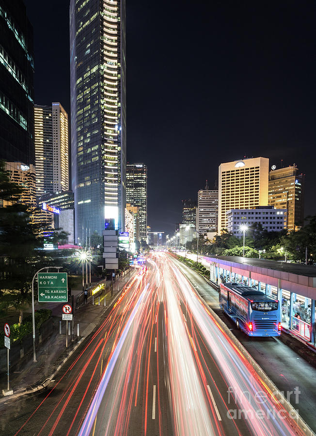 Jakarta night rush #9 Photograph by Didier Marti