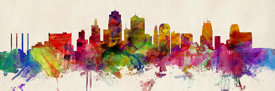Kansas City Skyline #9 Digital Art by Michael Tompsett