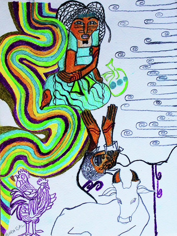 Kintu and Nambi The Folktale #9 Painting by Gloria Ssali