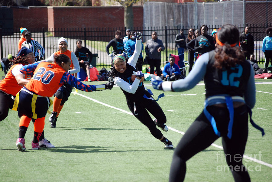 Football Photograph - Lady Playmakers vs Lady Dolphins #9 by Rebecca Armermann