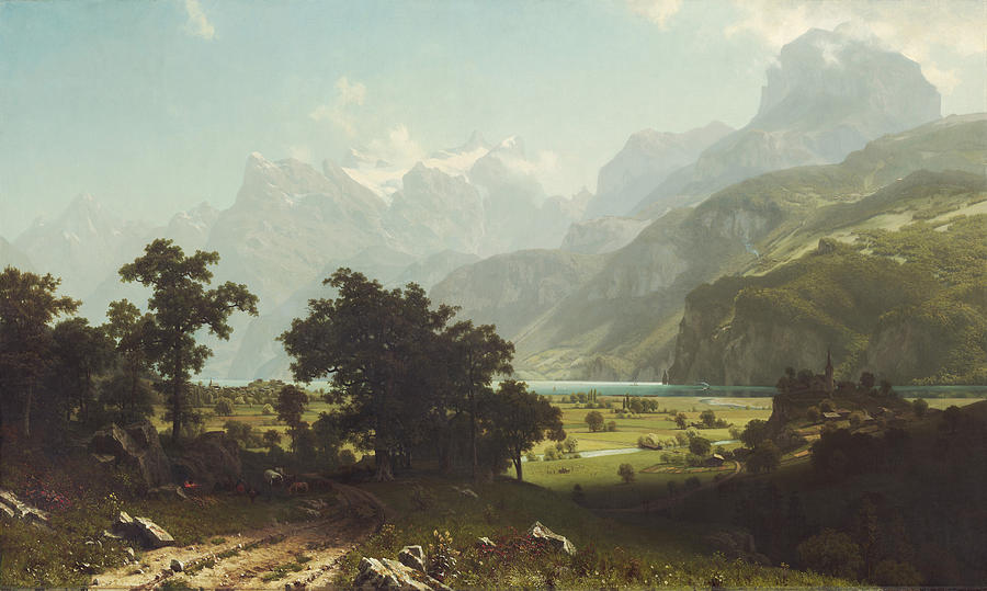 Albert Bierstadt  Painting - Lake Lucerne #9 by MotionAge Designs