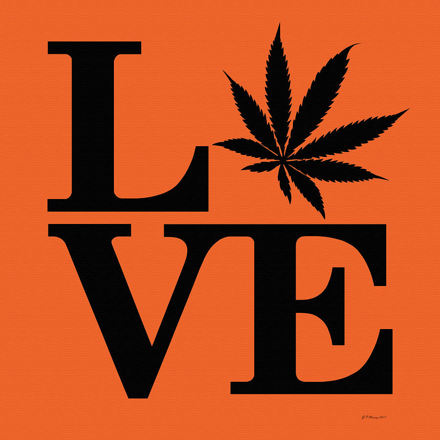 Marijuana Leaf Love Sign #9 Digital Art by Gregory Murray