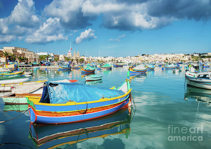 Marsaxlokk Harbour And Traditional Mediterranean Fishing Boats I #9 Photograph by JM Travel Photography