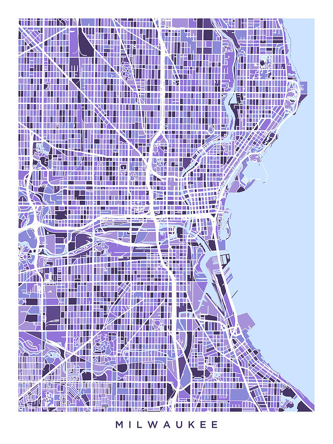 Milwaukee Wisconsin City Map #9 Digital Art by Michael Tompsett