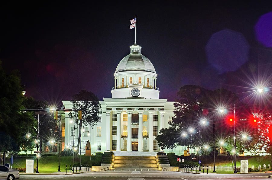 Montgomery Alabam Downtown At Night Time #9 Photograph by Alex Grichenko
