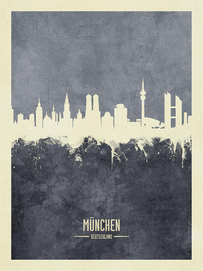 Munich Germany Skyline #9 Digital Art by Michael Tompsett