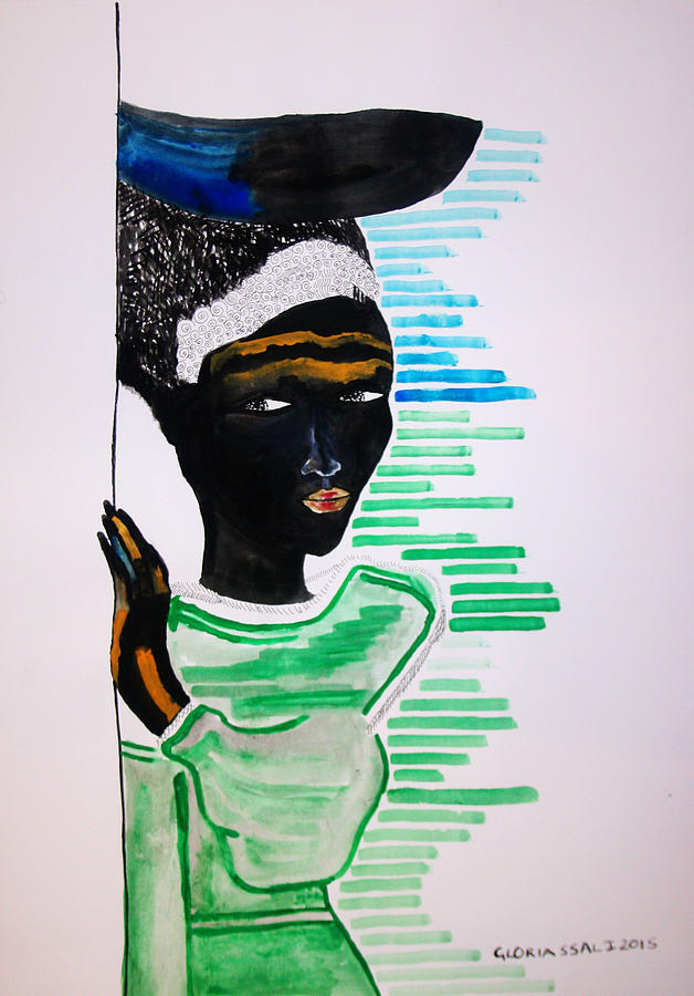 Nuer Lady - South Sudan #9 Painting by Gloria Ssali