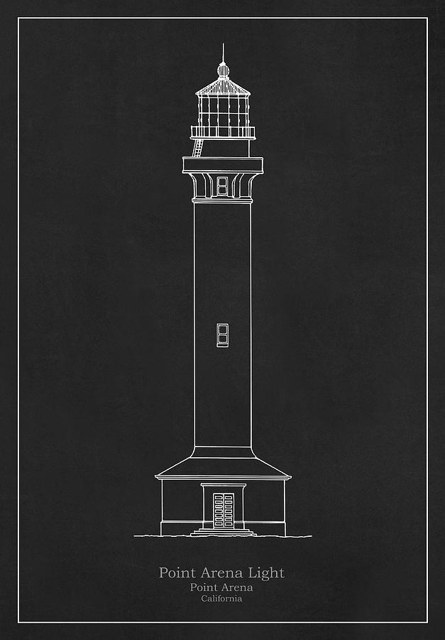 Architecture Drawing - Point Arena Lighthouse - California - blueprint drawing #9 by SP JE Art
