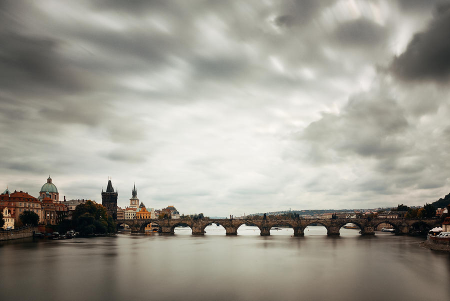 Prague skyline and bridge  #9 Photograph by Songquan Deng