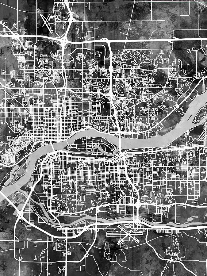 City Map Digital Art - Quad Cities Street Map by Michael Tompsett