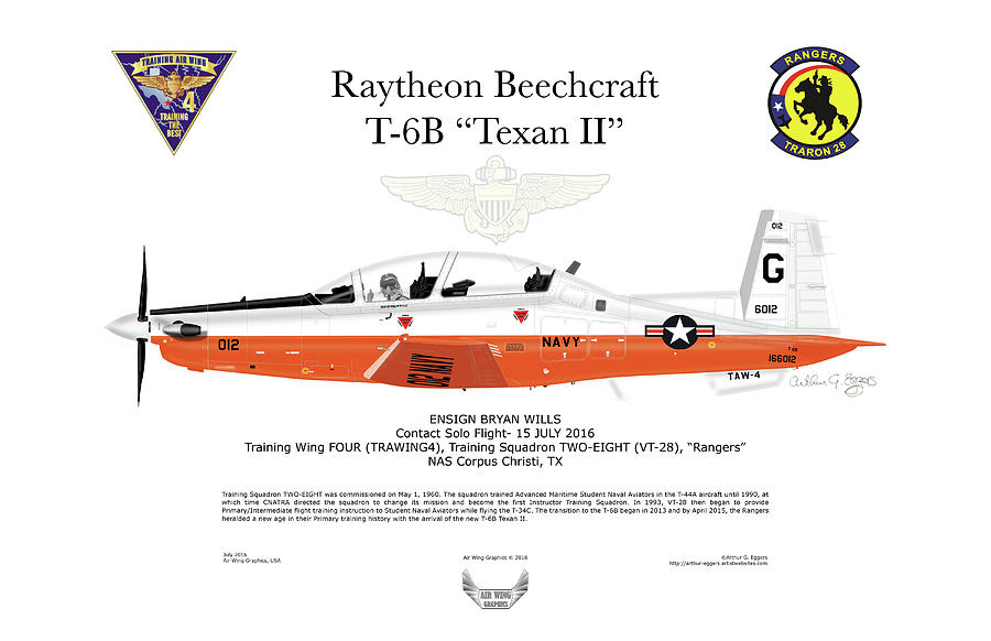 Raytheon Beechcraft T-6B Texan II #4 Digital Art by Arthur Eggers