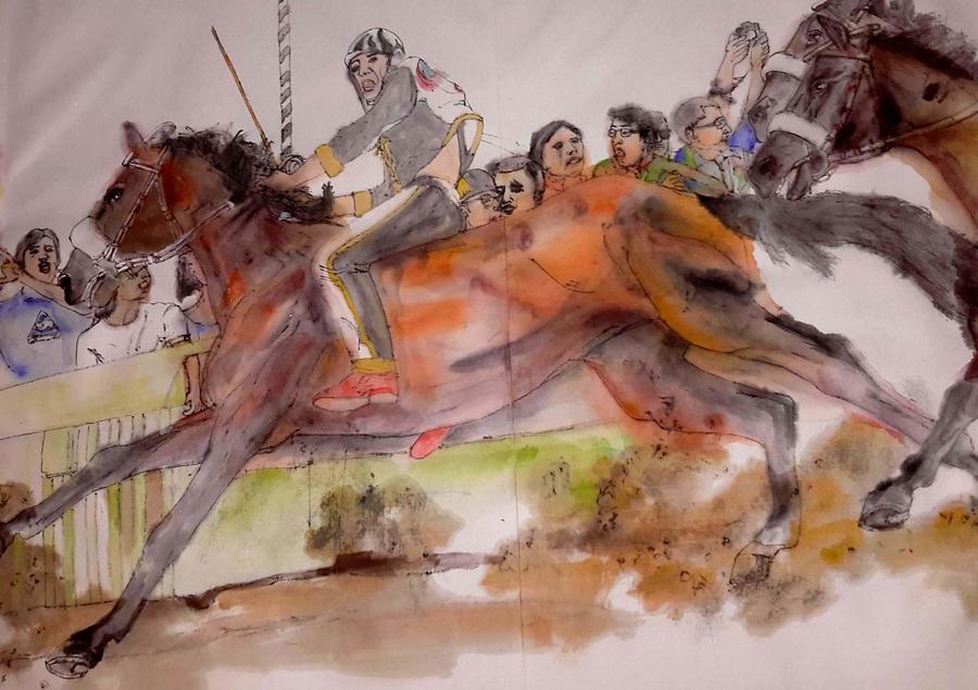 Siena and their Palio album #9 Painting by Debbi Saccomanno Chan