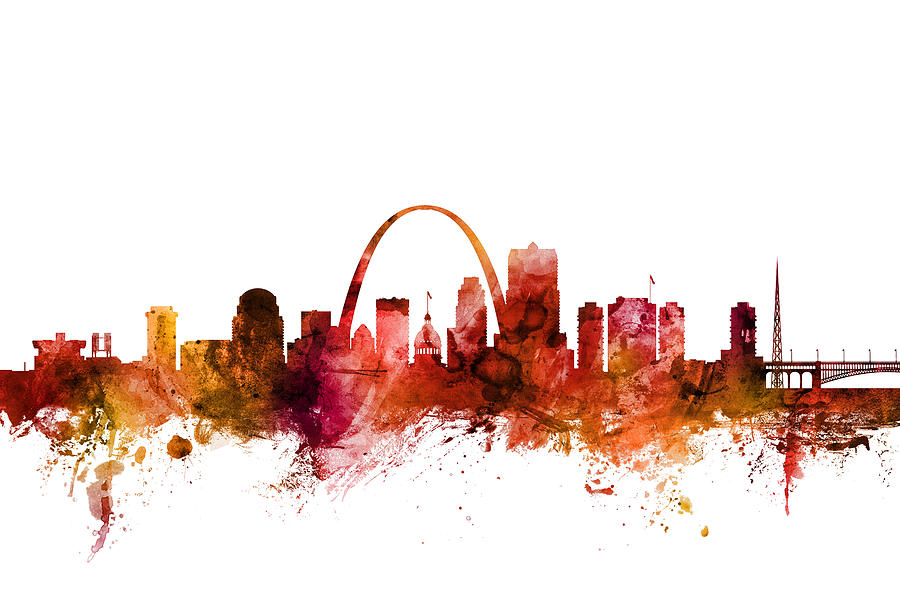 Skyline Digital Art - St Louis Missouri Skyline #9 by Michael Tompsett