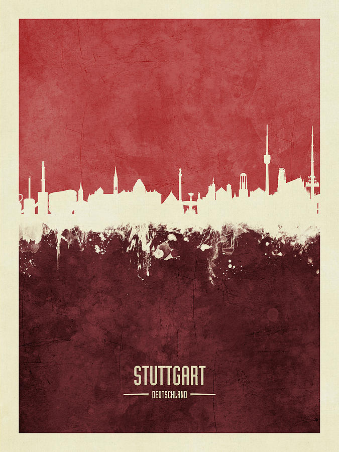 Stuttgart Germany Skyline #9 Digital Art by Michael Tompsett