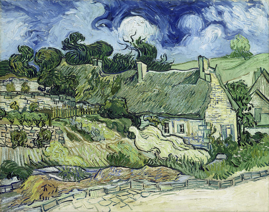 Thatched Cottages at Cordeville #9 Painting by Vincent van Gogh