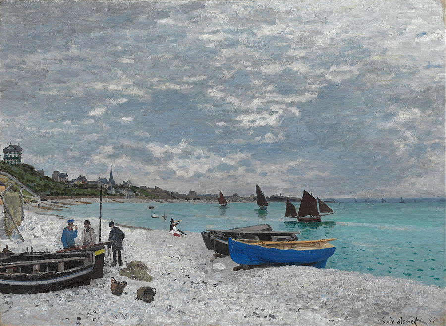 The Beach at Sainte-Adresse #13 Painting by Claude Monet