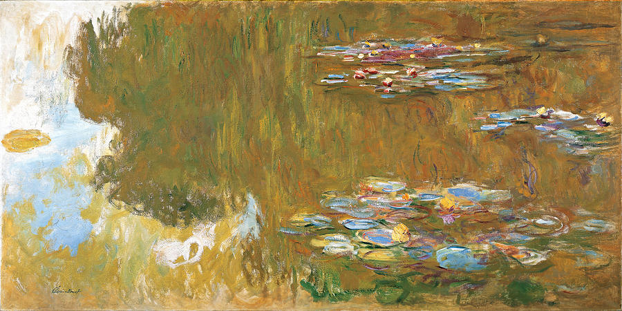 Outdoors Painting - The Water-lily Pond by Claude Monet Outdoors Painting - The Water-lily Pond by Claude Monet