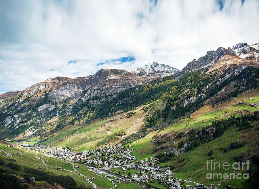 Vals Village Alpine Valley Landscape In Central Alps Switzerland #9 Photograph by JM Travel Photography