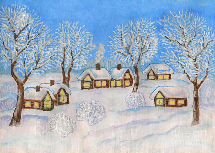 Winter landscape, painting #9 Painting by Irina Afonskaya