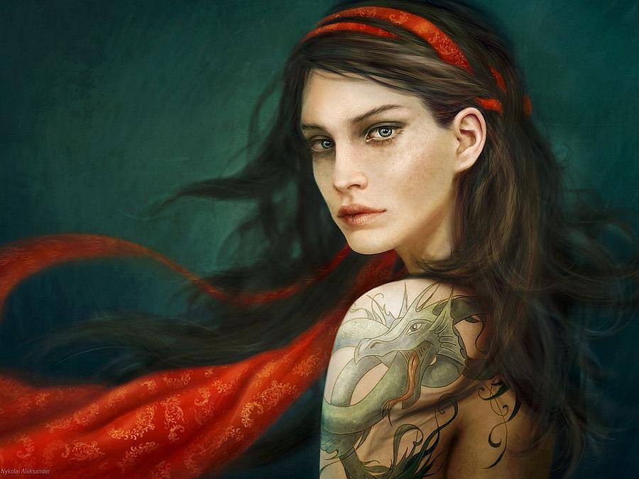 Portrait Digital Art - Women #9 by Maye Loeser