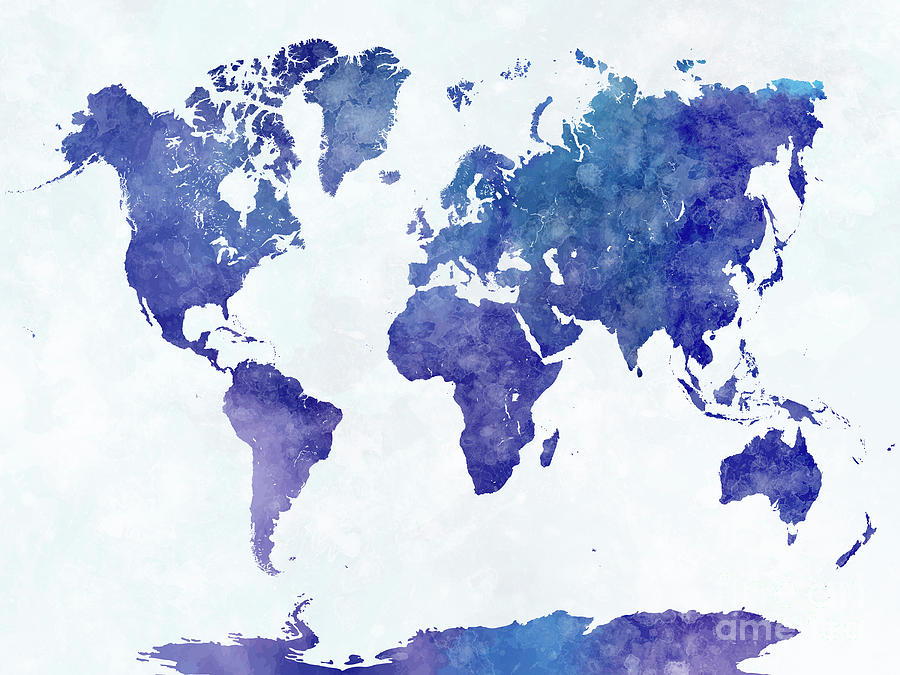 World map in watercolor Painting by Pablo Romero - Fine Art America