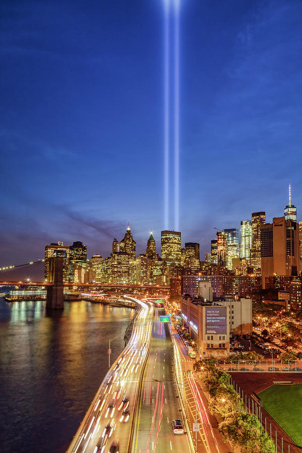 911 Tribute In Light In NYC II Photograph by Susan Candelario