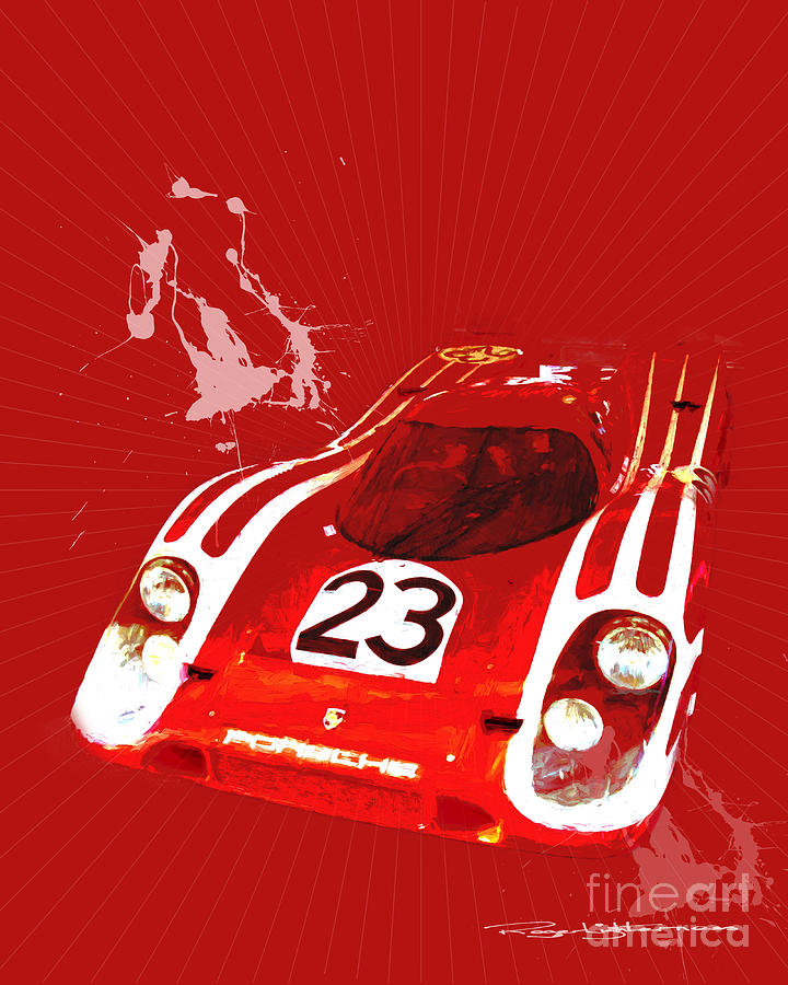 Porsche Digital Art - 917 Red by Roger Lighterness