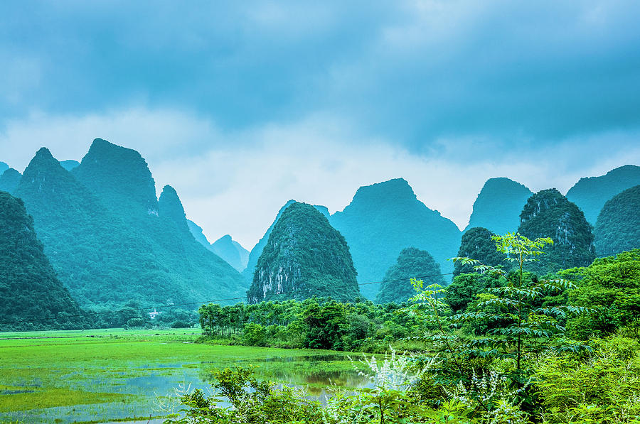 Karst rural scenery in raining Photograph by Carl Ning - Fine Art America