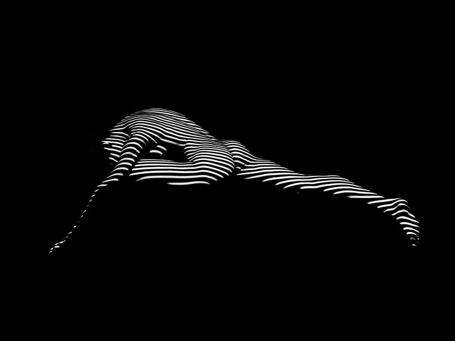 9474-DJA Abstract Black White Nude Woman Flowing Photograph by Chris Maher