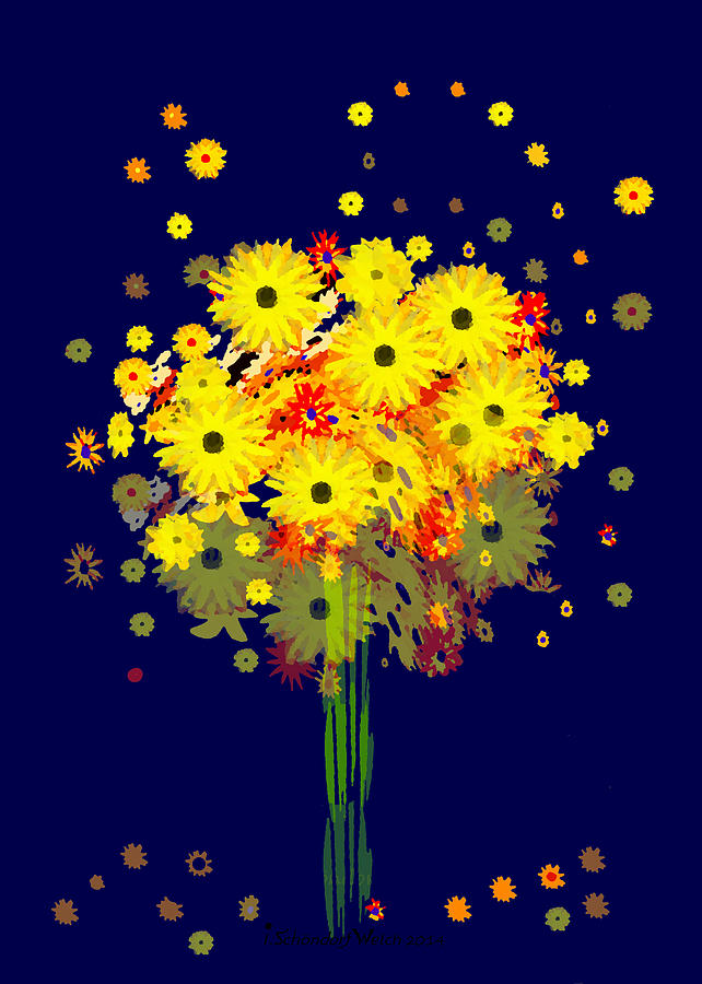 Summer Painting - 952 - Summer Flowers  Yellow ... by Irmgard Schoendorf Welch