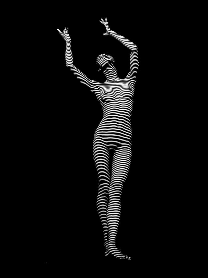 9686-DJA Female Form Arms Up Black White Abstract Photograph by Chris