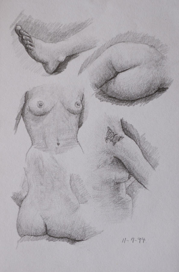 Nude study #99 Drawing by Masami Iida