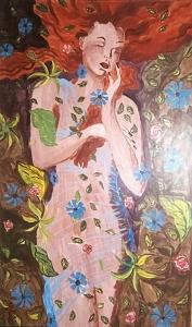 Fantasy Painting - The Dreamer Original Framed by Christine Ward Fantasy Painting - The Dreamer Original Framed by Christine Ward