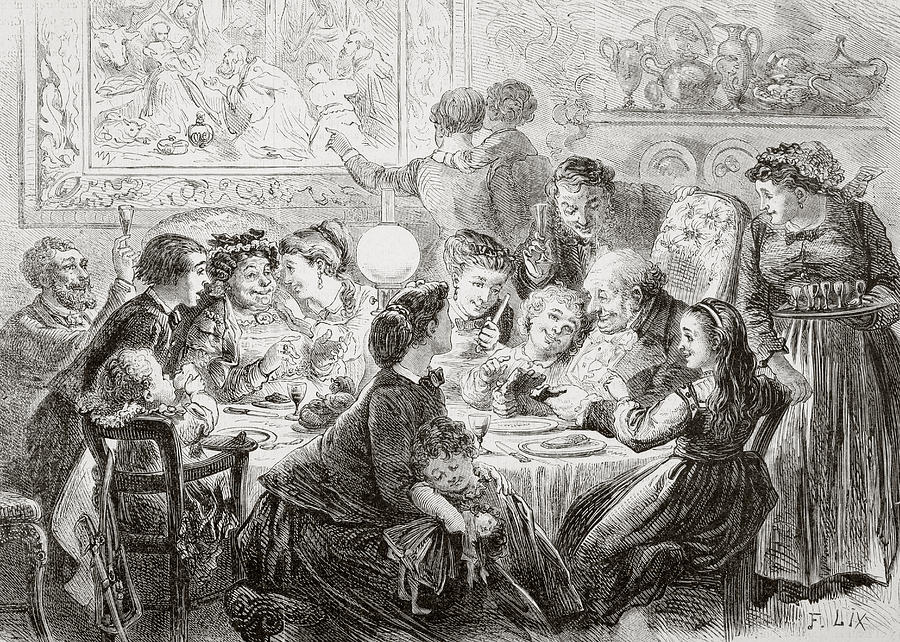 Century Drawing - A 19th Century Family Enjoying A Get by Vintage Design Pics
