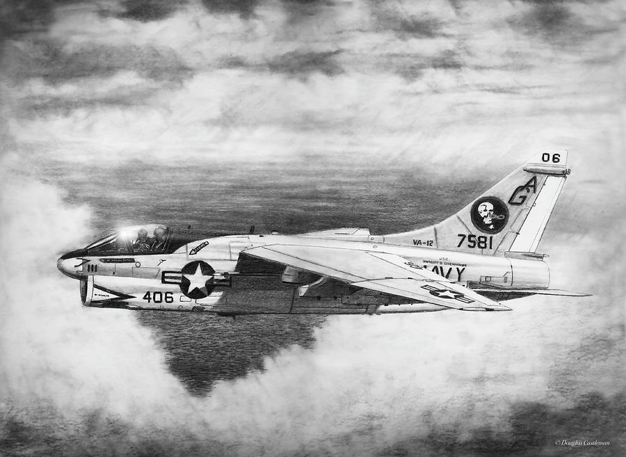 A-7E Corsair II Drawing by Douglas Castleman