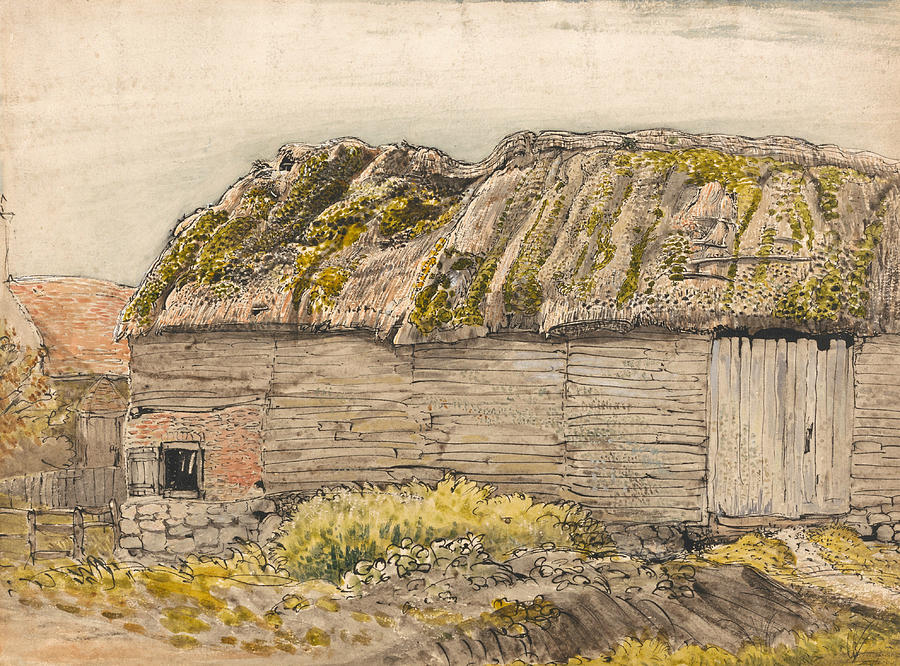 A Barn with a Mossy Roof, Shoreham Painting by Samuel Palmer