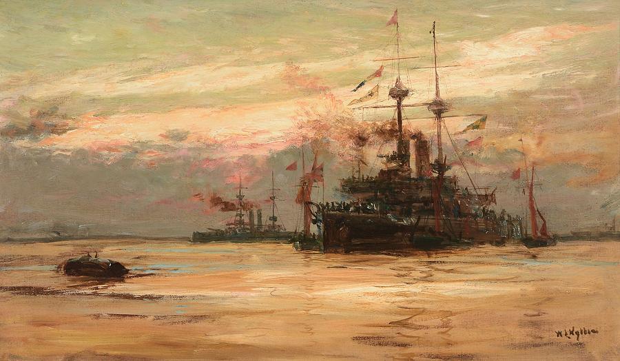 A Battleship Loading Ammunition Painting