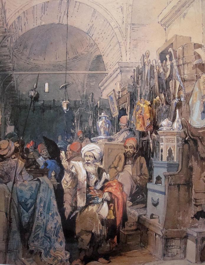 A Bazaar Painting by Amedeo Preziosi