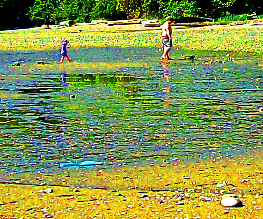 A Beach Day - Dad and Son Digital Art by Joseph Coulombe