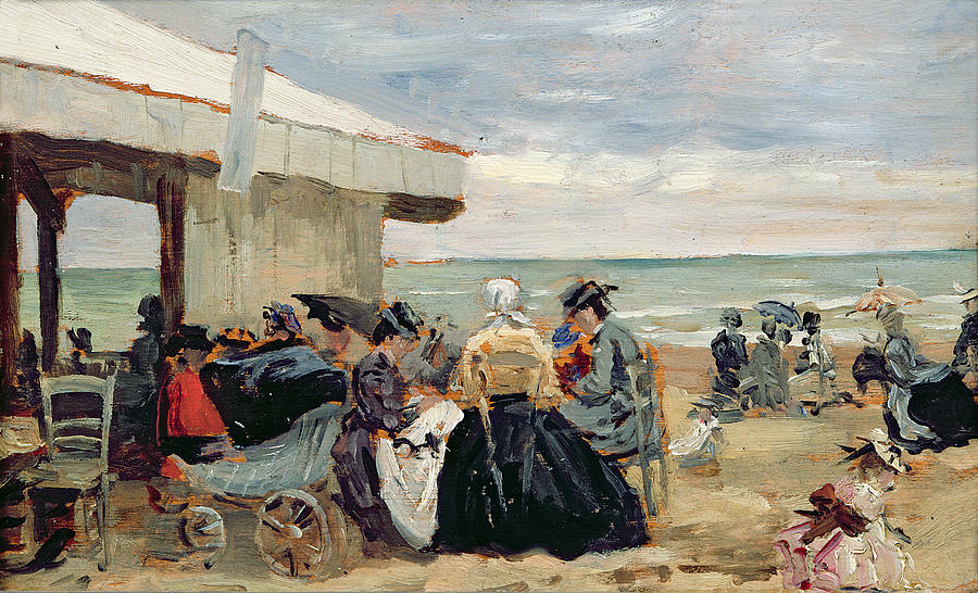 Eugene Louis Boudin Painting - A Beach Scene by Eugene Louis Boudin