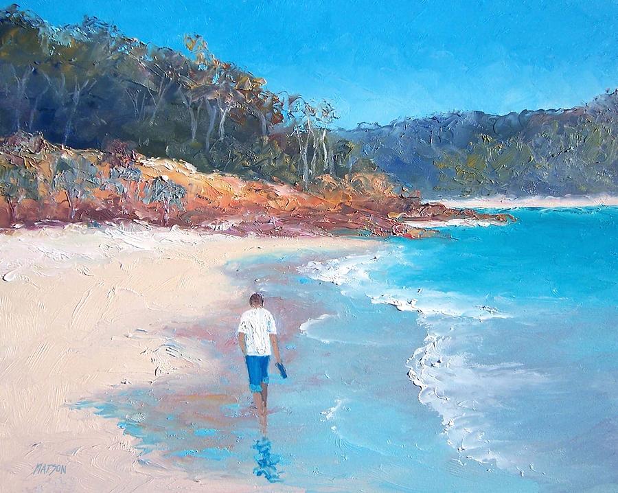 Fathers Day Painting - A beach stroll by Jan Matson